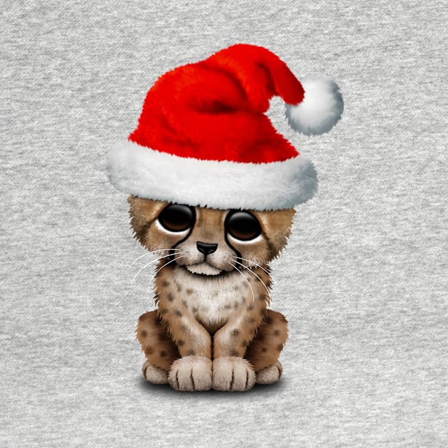 Cute Cheetah Cub Wearing a Santa Hat by jeffbartels